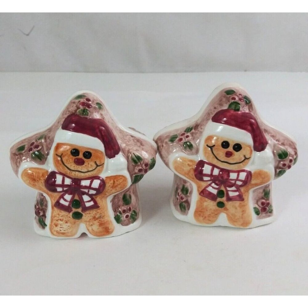 Vintage Adorable Ginger Bread Star Cookie 3.25" Salt & Pepper Shakers